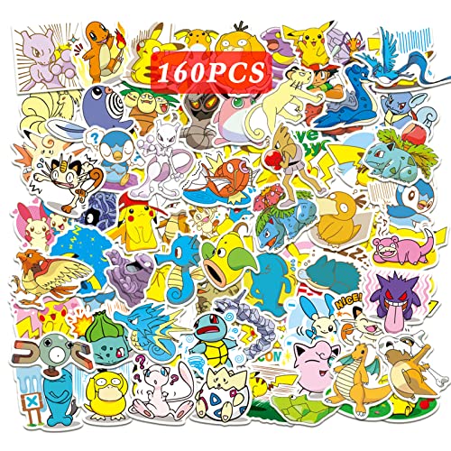 Anime Stickers 160PCS Cute Cartoon Decal for Computer Bed Book Scrapbook Cup Desk Letter Laptop Bag