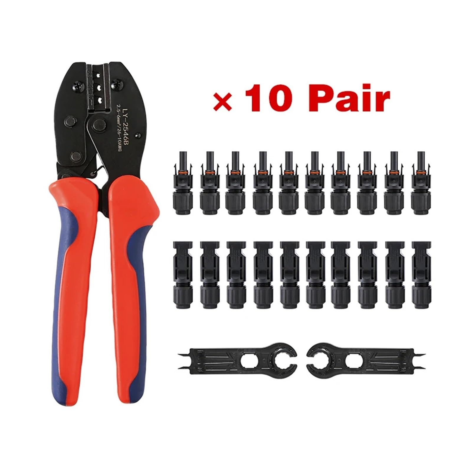 10 Paar Solar-PV-Steckverbinder mit Crimpzange, 1000 V, 30 A(20Pair and Tool)