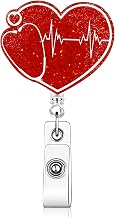 Heart Badge Reel with Heart Line Design - Cute Retractable ID Badge Holder Gifts for Nurses, Doctors, Medical Assistants, Healthcare Workers, and Students