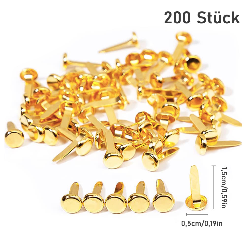 200 Mini Fermagli In Metallo Color Rame - Per Scrapbooking, Carte E Artigianato, Con Scatola