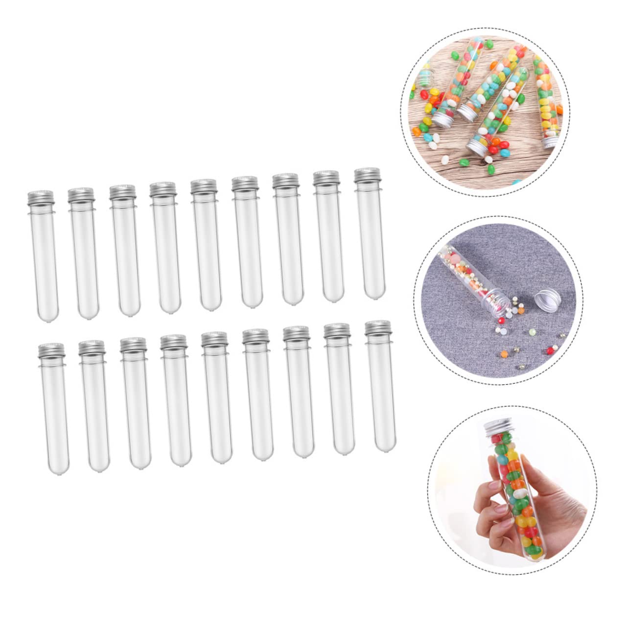 SHERCHPRY 50 Piezas Botellas de Tubo de Ensayo Transparentes de Pet para Dulces y Baño para Almacenamiento y Laboratorio