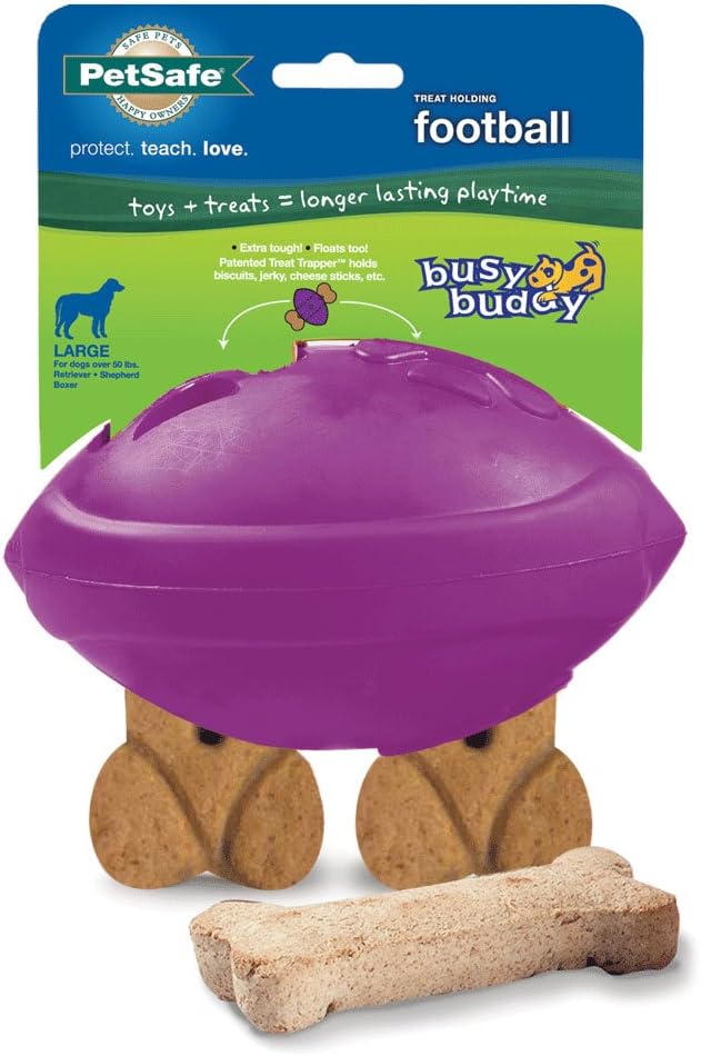 PetSafe Busy Buddy Football Dog Toy, Large Purple