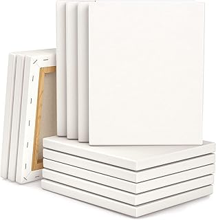 Single Pack of 1 - Artist 10 x 8 inches Hand Stretched White Blank Canva...