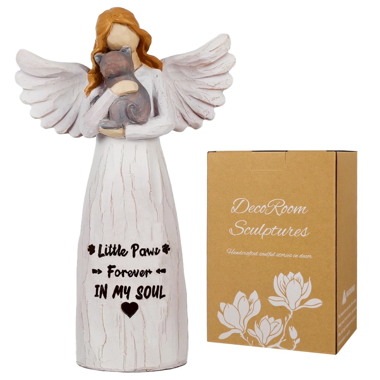 Cat Friendship Memorials Gifts for Cat Lovers, Pet Remembrance Gifts - Hand-Painted 7" Angel Figurine Decor for Pet Owners