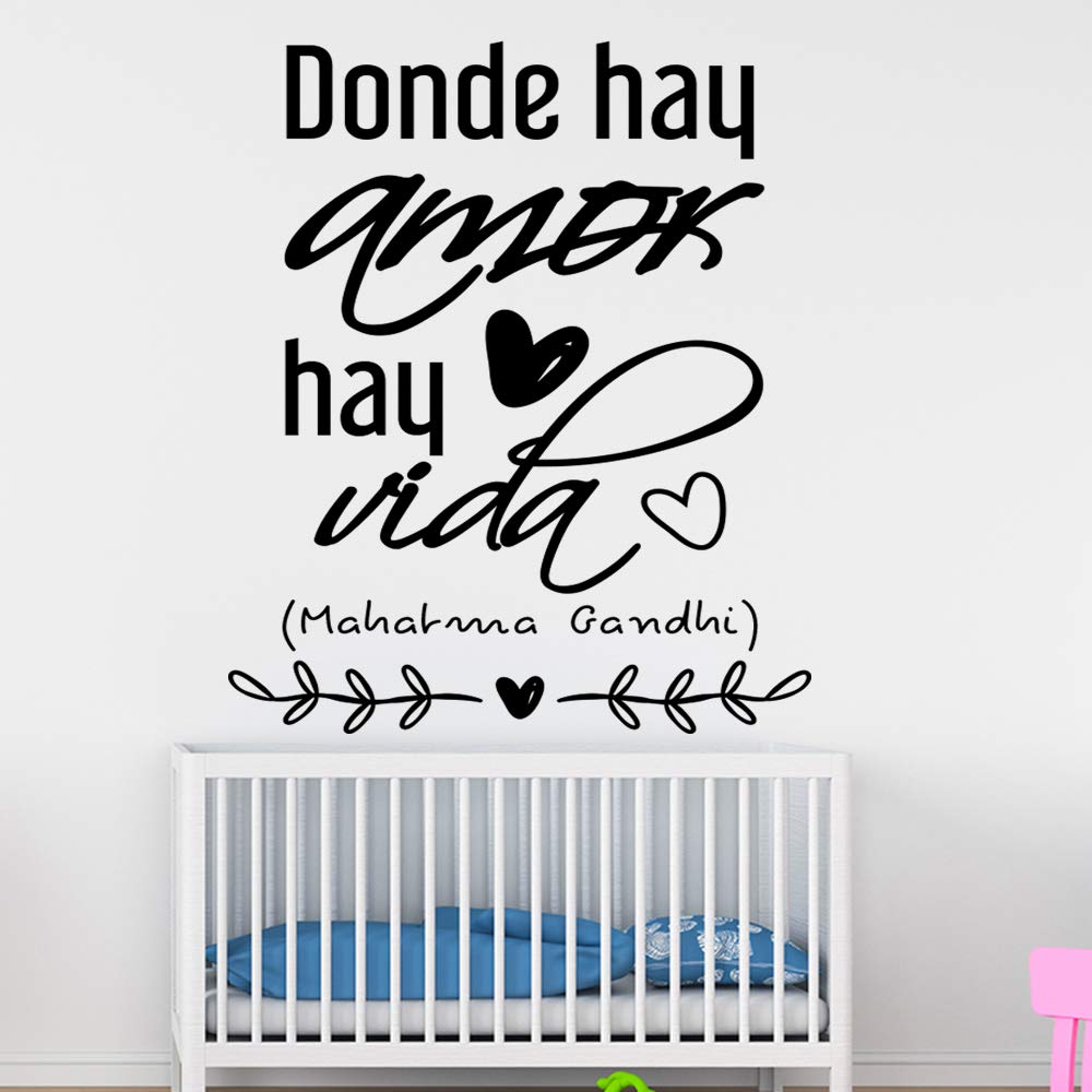 Vinilos de pared decorativo con frase decorativa "DONDE HAY AMOR HAY VIDA" Pegatinas decorativas pared. Decoración casa Docliick DC-19140