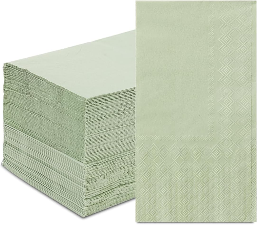 Spiareal 100 Pieces Sage Green Paper Cocktail Napkins