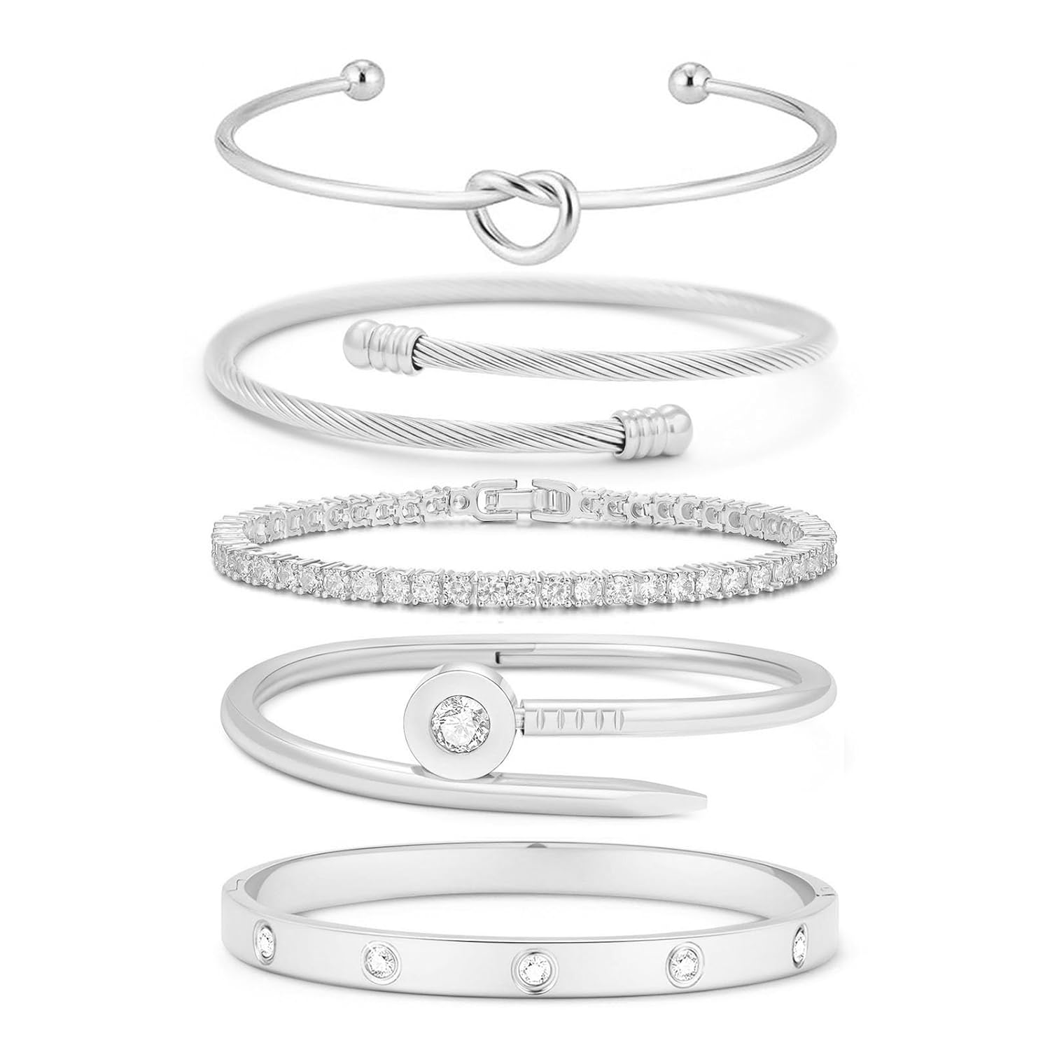 18 K Gold Plated Love Bangle Bracelet Stack Cuff Jewelry for Women Jewelry Set for Women Gift with