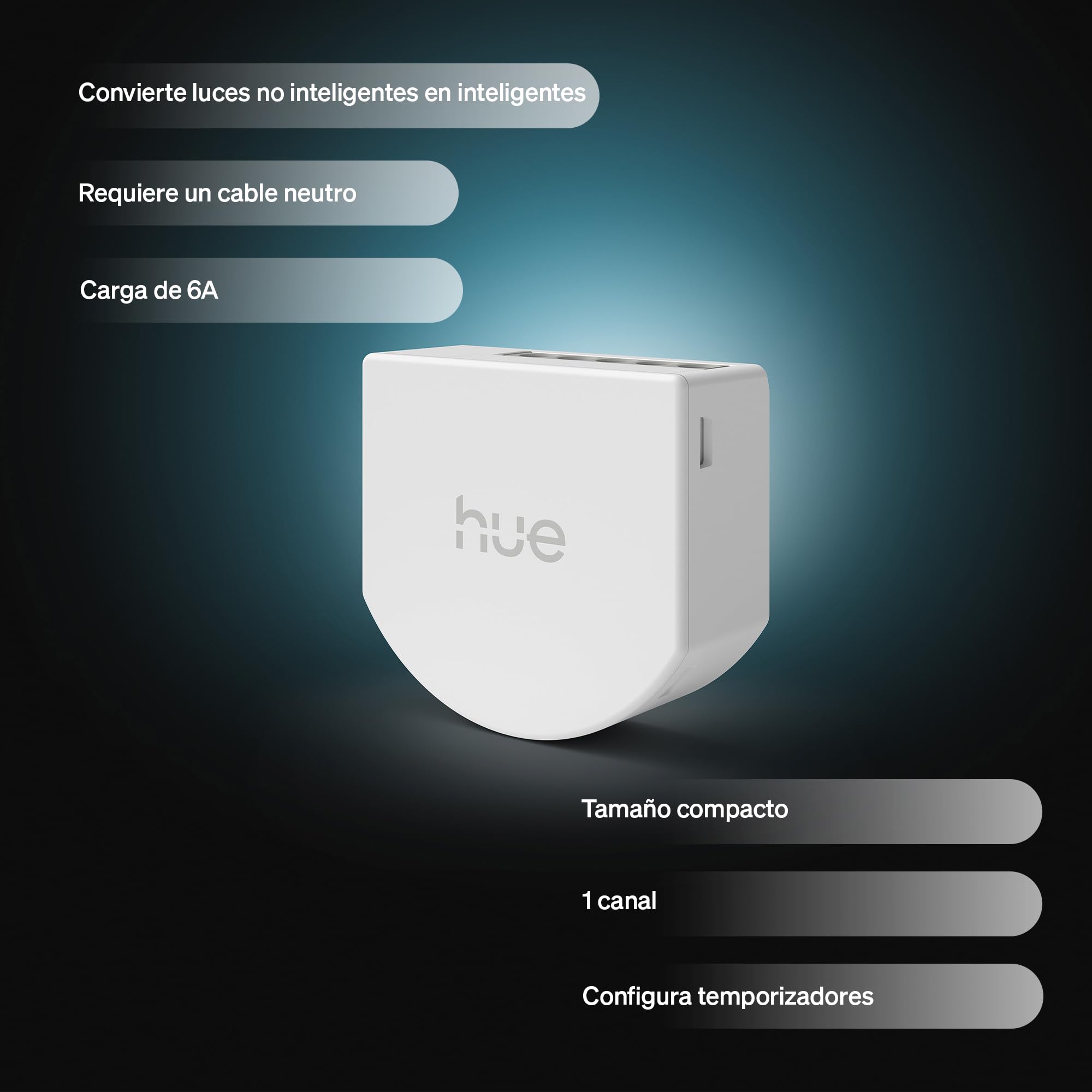 Philips Hue Interruptor On/Off con Cable, 1 Ud, 1 Canal, Convierte Luz no Inteligente en Inteligente, Temporizadores/Programas, Conexión Fiable, Aplicación, Voz, Apto Apple Home, Google Home, Alexa