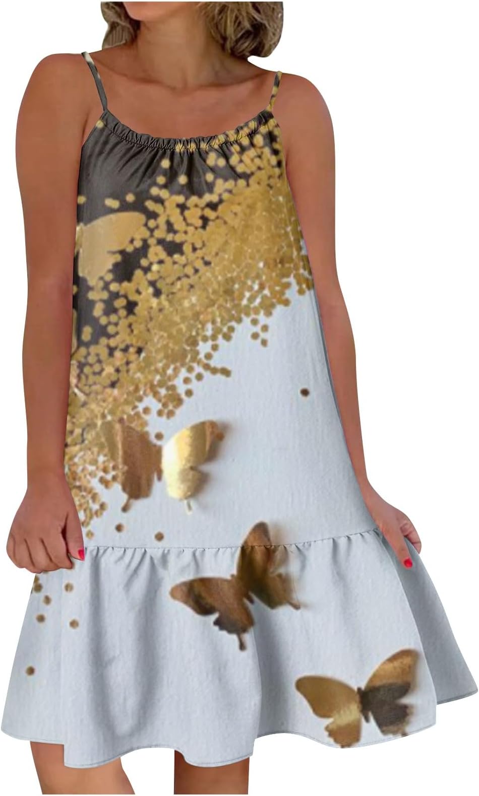 HAVUITYY Sundresses for Women Bohemian Plus Size Sundress Summer Sleeveless Floral Dress Loose Crew Neck Softest Tunic Dress