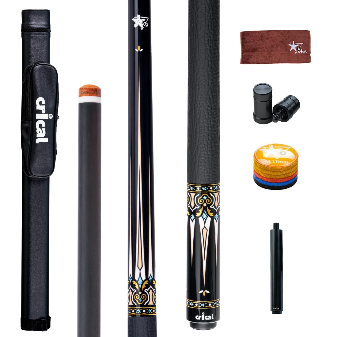 CRICAL Carbon Fiber Pool Cue Stick CXD Series Professional Pool Sticks with Super Low Deflection Pro Taper Shaft Pool Cue Tournament Level Billiard Cues with 12.5mm Tip (Precise Easy to Control)