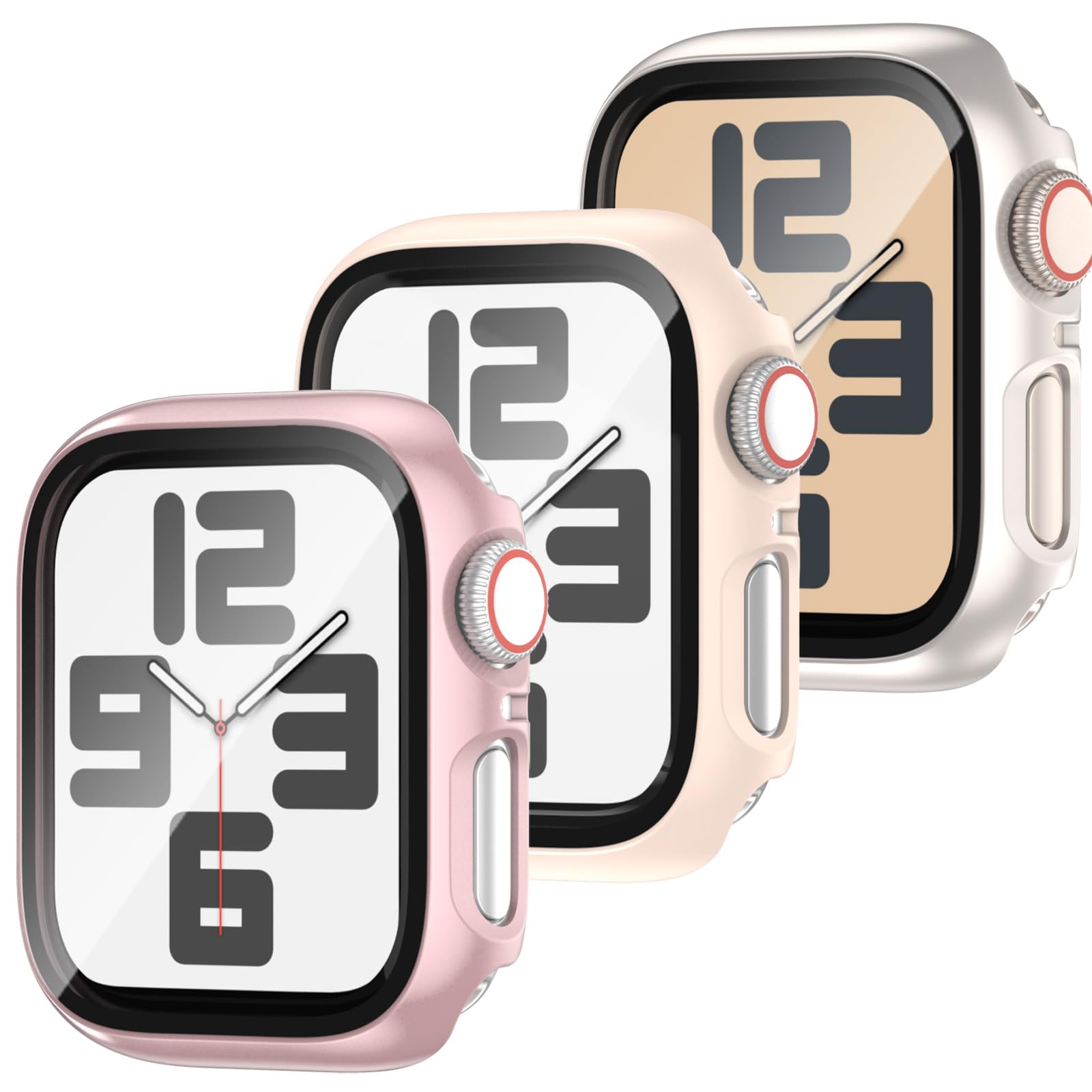 JDBLHM 44mm Case for Apple Watch SE 3(2025)/SE 2/SE/Series 6/5/4 with Tempered Glass Screen Protector,Slim Face Cover and Protective Bumper for iwatch 44 mm,3 Packs