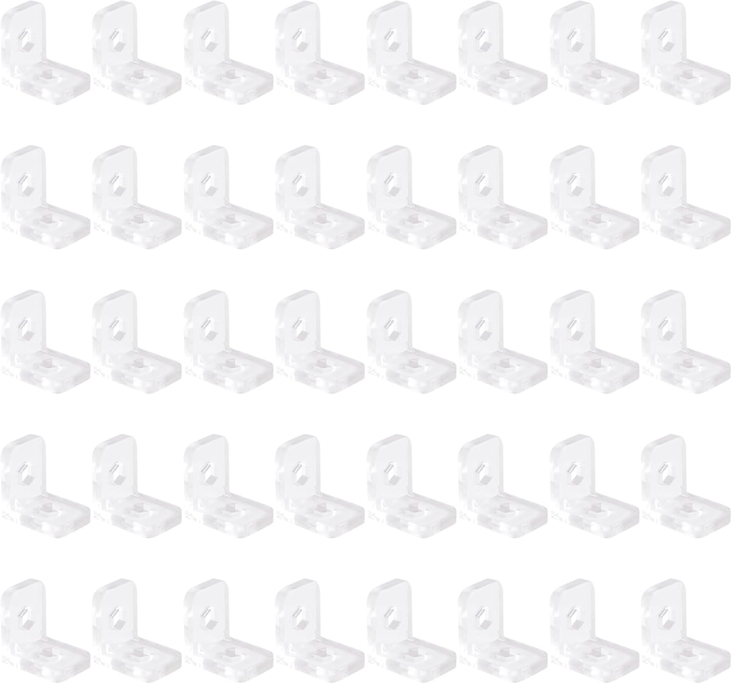 INCREWAY 40Pcs Brackets Transparent Clear Plastic Corner Bracket 90 Degree Support Shelf Corner Brace Right Angle Bracket