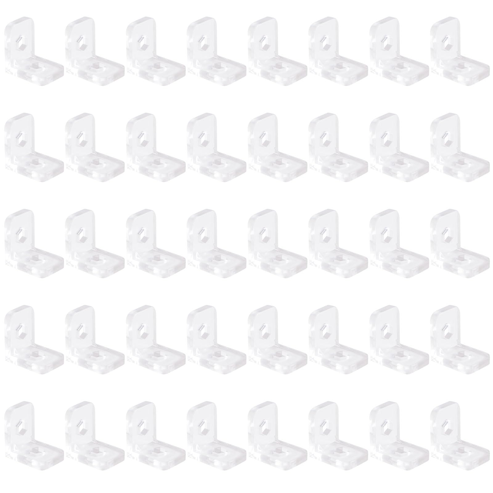 INCREWAY 40Pcs Brackets Transparent Clear Plastic Corner Bracket 90 Degree Support Shelf Corner Brace Right Angle Bracket