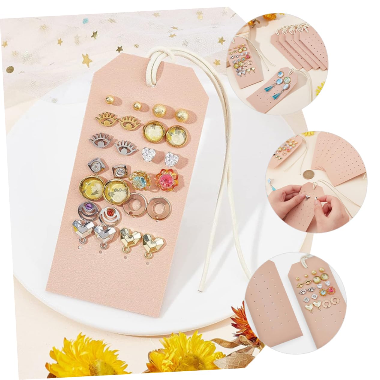 2PCS PU Leder Schmuck Rack Organizer Ohrringhalter für Frauen Ausstellungsständer