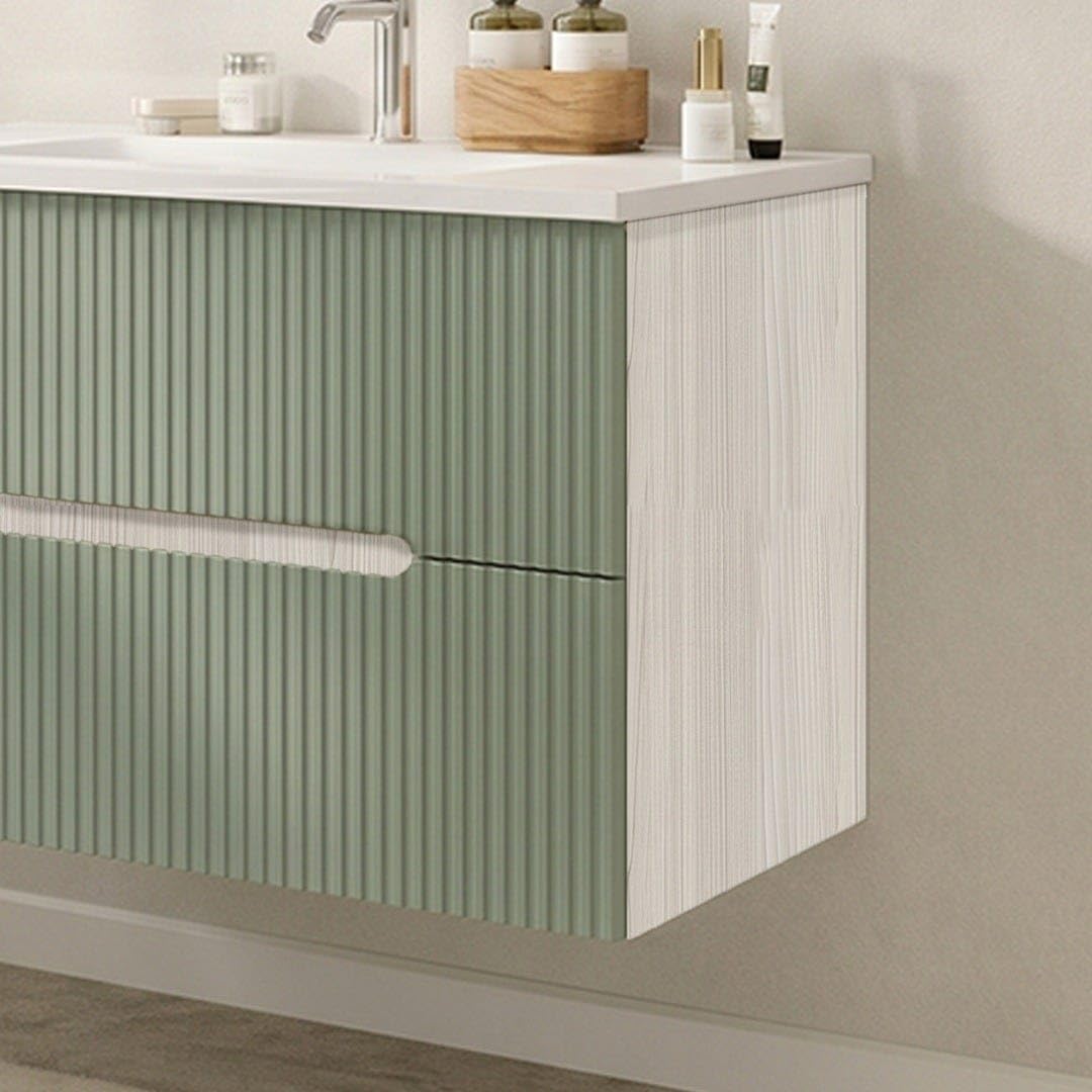 Kiamami Valentina Mobile Bagno Sospeso 60 Cm Rovere Ghiaccio Verde Salvia