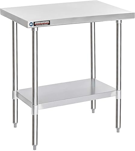 Miniatura 65 de DuraSteel 24x12 Pequeña Mesa de Acero Inoxidable - NSF Metal Angosta Comercial para Preparación de Alimentos, Mesa de Trabajo Lateral con Estante