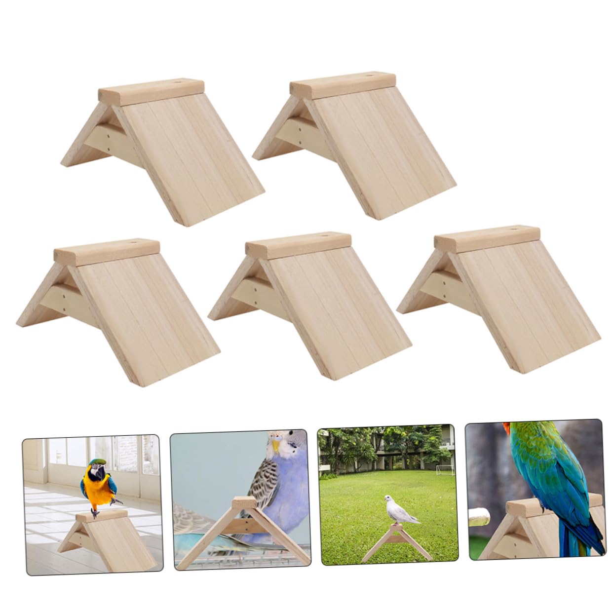 POPETPOP Soporte de Madera para Aves y Loros 5piezas, Perchero Resistente para Juego y Decoración en Jaulas de Aves Domésticas