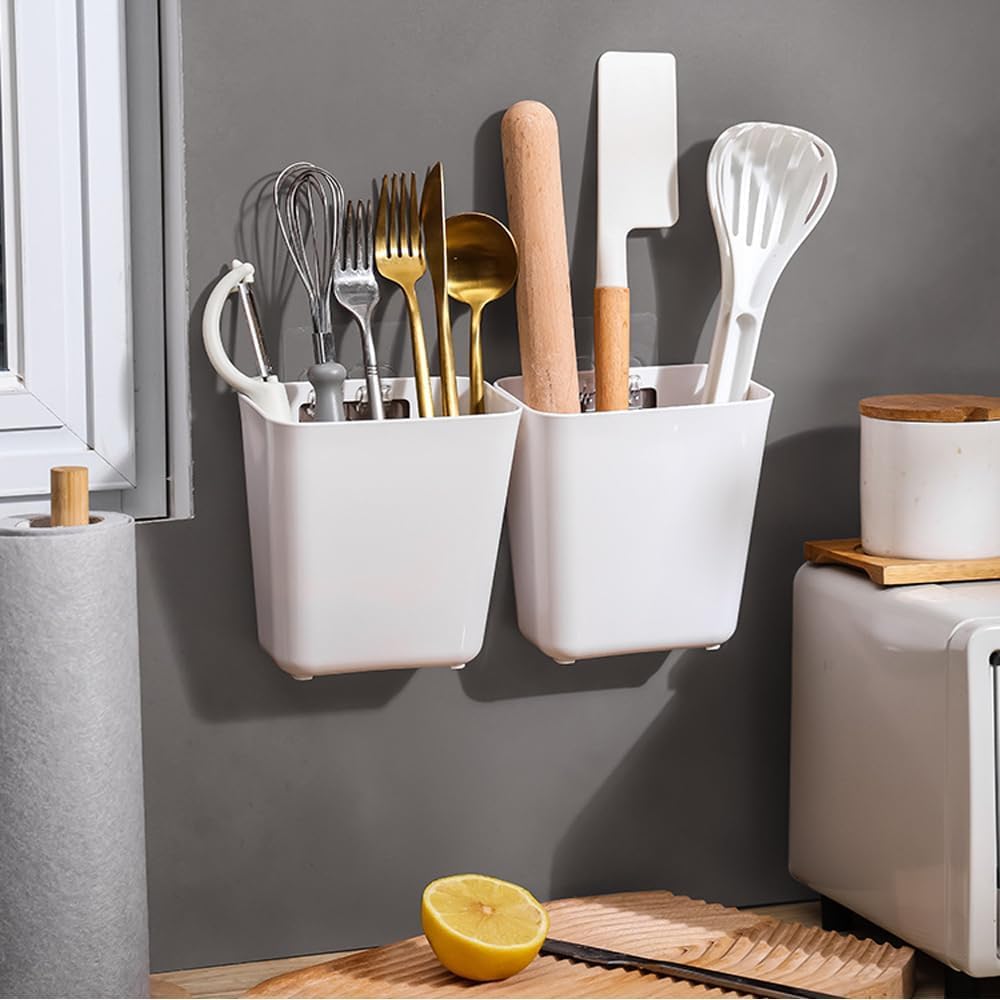 Zikenis 4 Piezas cajas de almacenamiento autoadhesivas para montar en la pared,organizador de artículos pequeños, Caja De Almacenamiento De Puerta De Cocina,para gabinete,baño, refrigerador