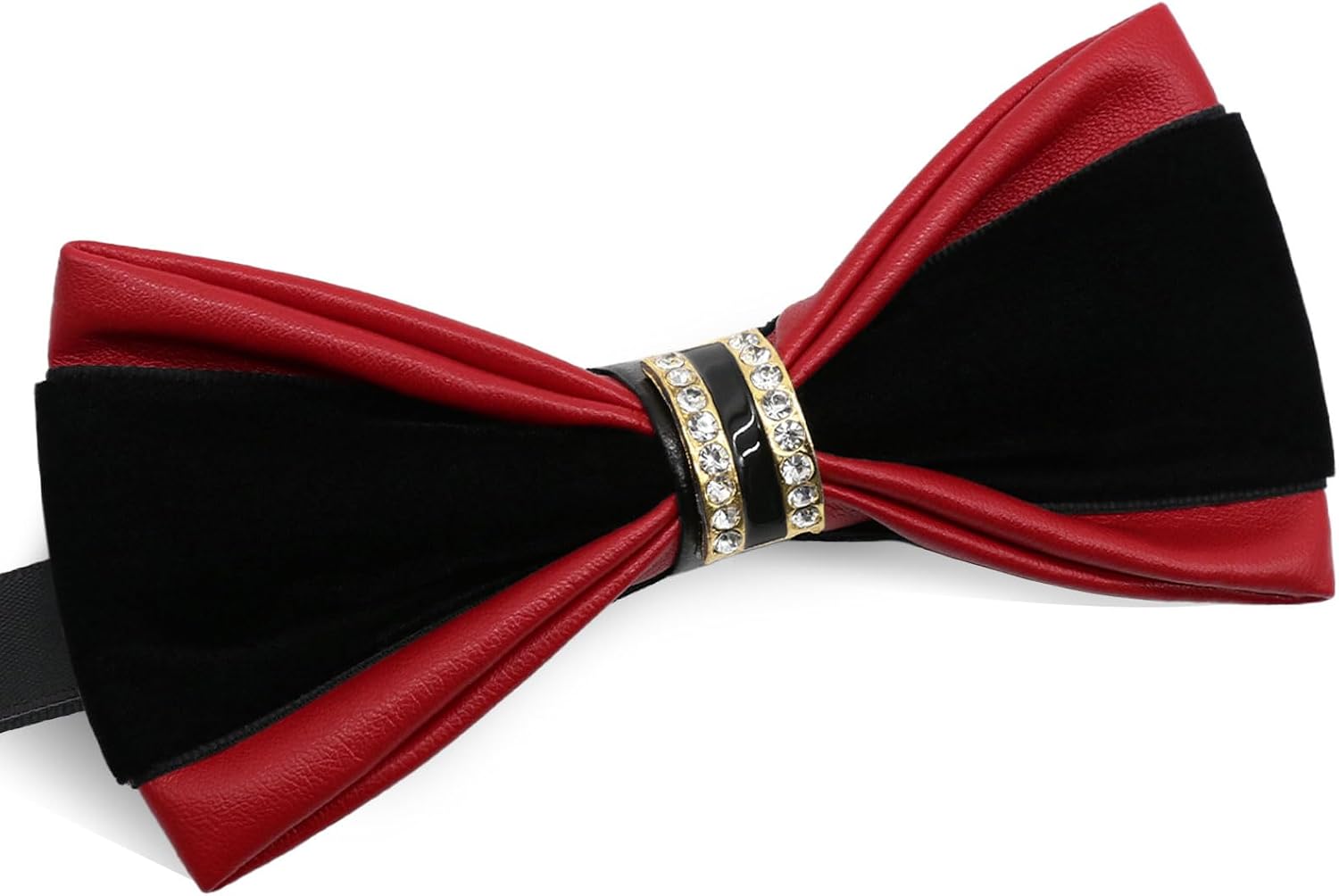 PU Leather Bowtie with Rhinestone Decoration Tuxedo Bow Ties for Men Pre-tied Adjustable Men's Bow Ties for Wedding