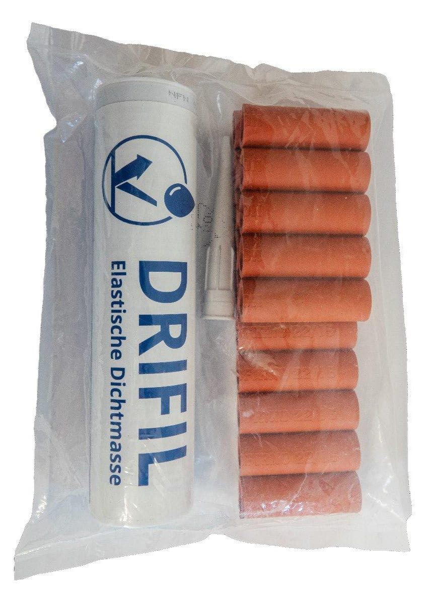 Pipelife DRIFIL SET Abdichtmasse 310ml 17 Stück Füllerröhrchen 22/15-60