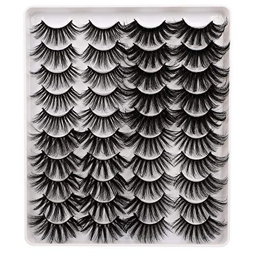 ALICROWN 25MM Mink Lashes Faux 4 Styles Fluffy Dramatic Wispy False Eyelashes 20 Pairs Full Luxury Soft Lashes Pack
