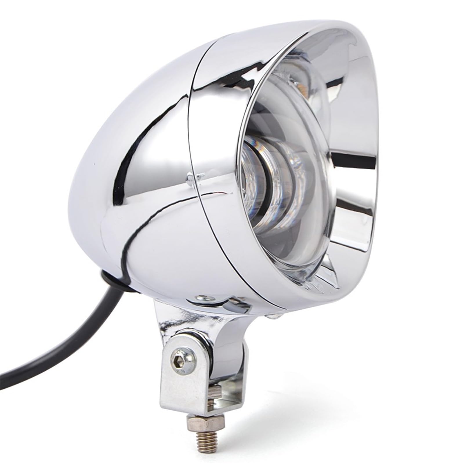 Faros Motocicleta Faro Delantero Retro 25W 4'' LED Antiniebla | 25W 4 ''cromo tipo bala motocicleta faro delantero Retro LED luz antiniebla para cruceros para helicópteros personalizados
