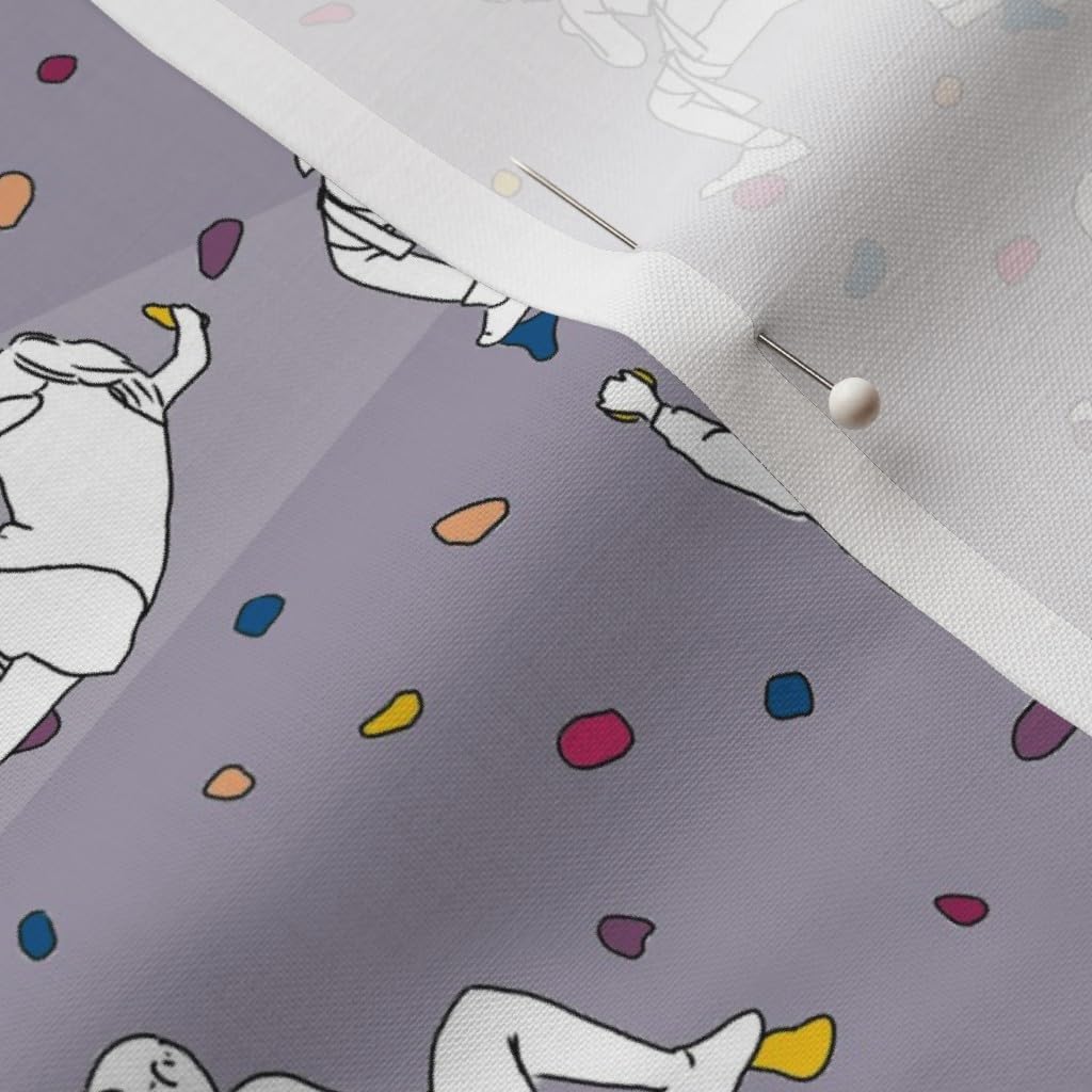 Spoonflower Fabric - Rock Climbers Pale Purple Climbing Mountain Rocks Girls Sports Outdoor Printed on Petal Signature Cotton Fabric by The Yard - Sewing Quilting Apparel Crafts Decor