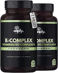 Kit 2x Potes B Complex Vitaminas do Complexo B Concentrado Vitamina B7 Biotina Vitamina B12, B3, B5, B6, B9 Premium 30 Cápsulas Capfy. Nutrition