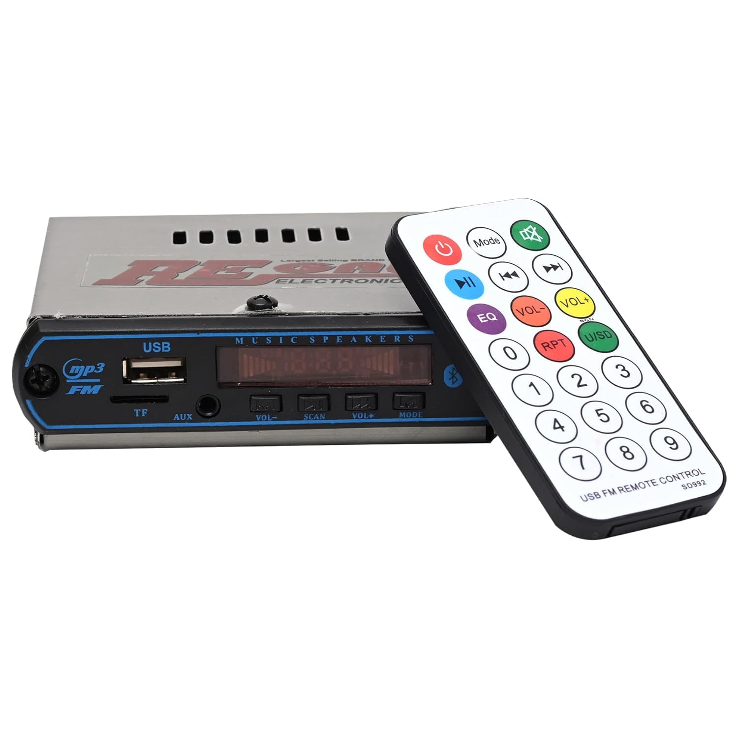 RASHRI Single IC Mini USB Car Stereo,Memory Card, FM Radio, Aux & Remote with Bluetooth Car Stereo (Single Din)