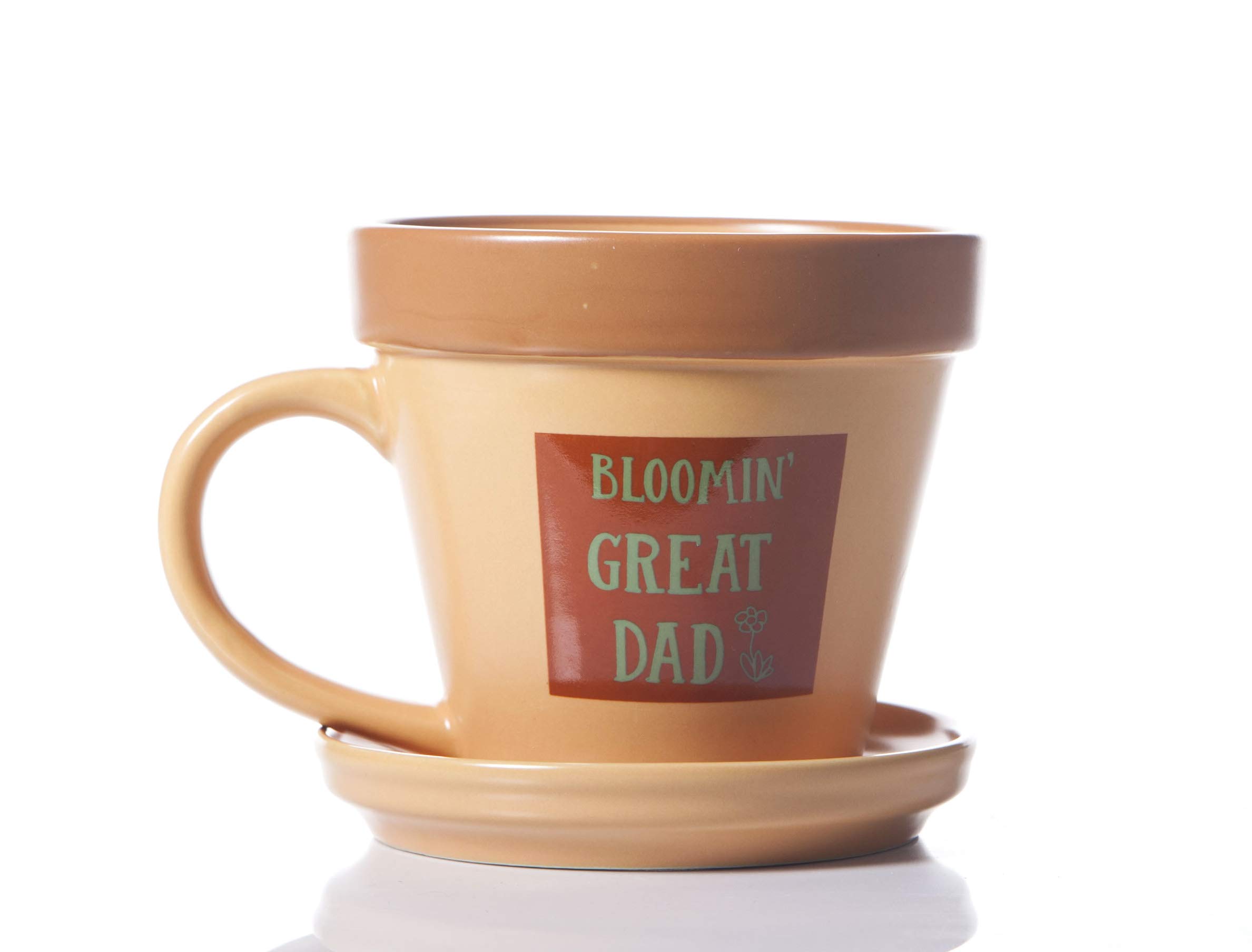 Boxer Gifts Green Mu3073 Blooming Dad Plant Pot Mug | Funny Gardening Gift For Father's Day | Comes With Saucer | Ceramic