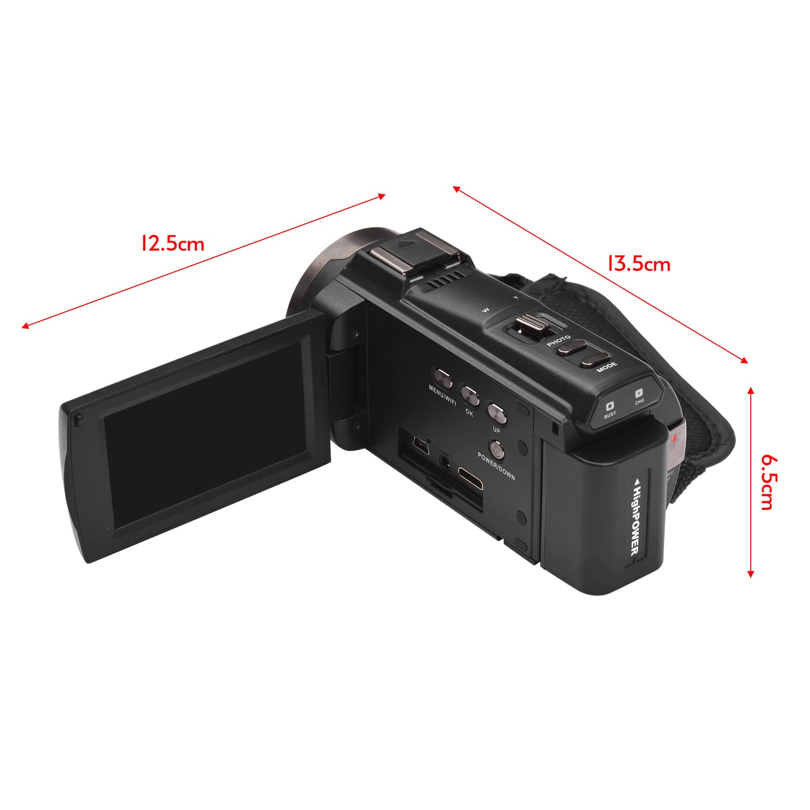 Videocamera Digitale 4K 60FPS Andoer – 48MP, Zoom 16X, Schermo Touch 3”, WiFi, Visione Notturna IR, Microfono Esterno E Grandangolo Inclusi