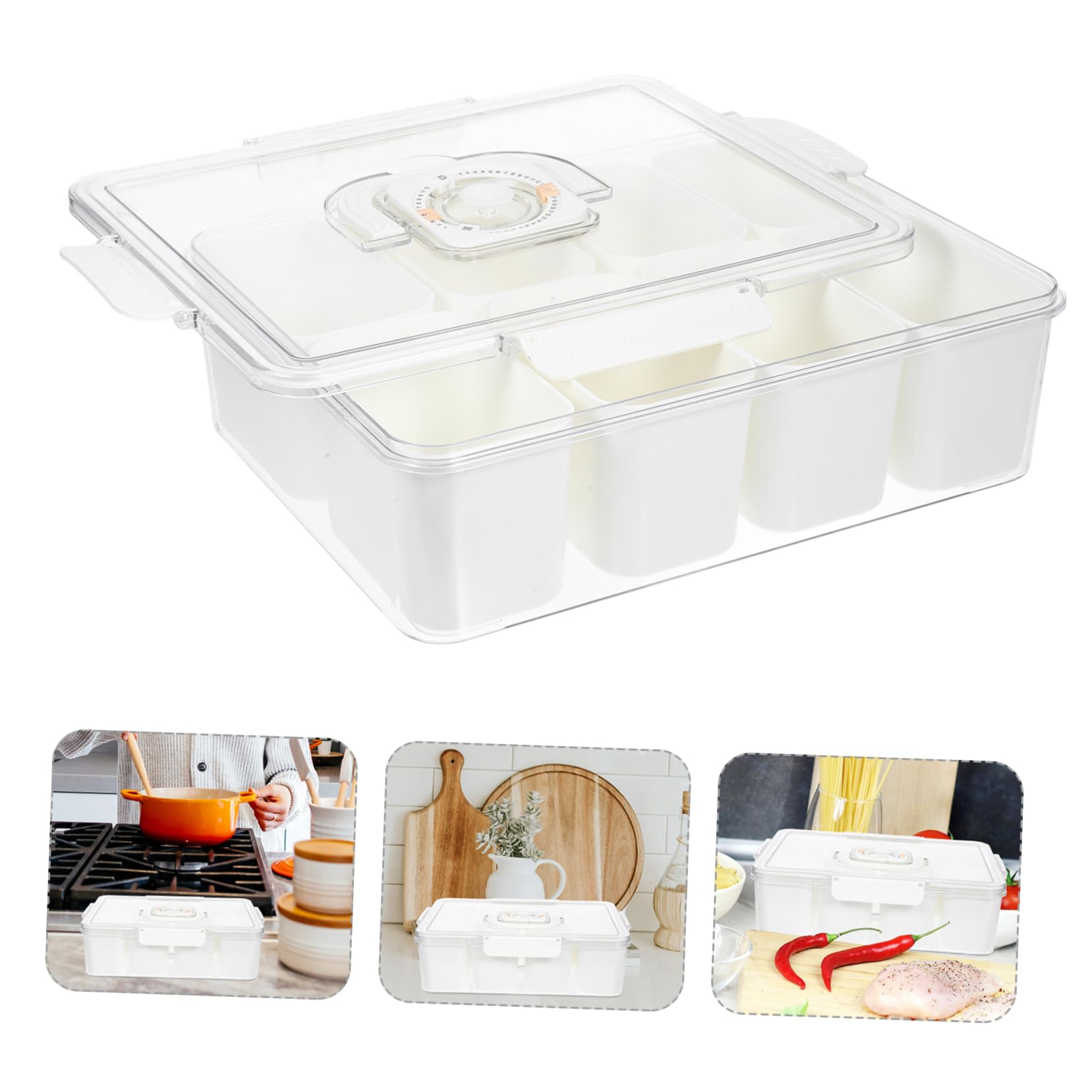 Alipis Caja de Frutos Secos con Compartimentos, 8 Secciones, PET PP