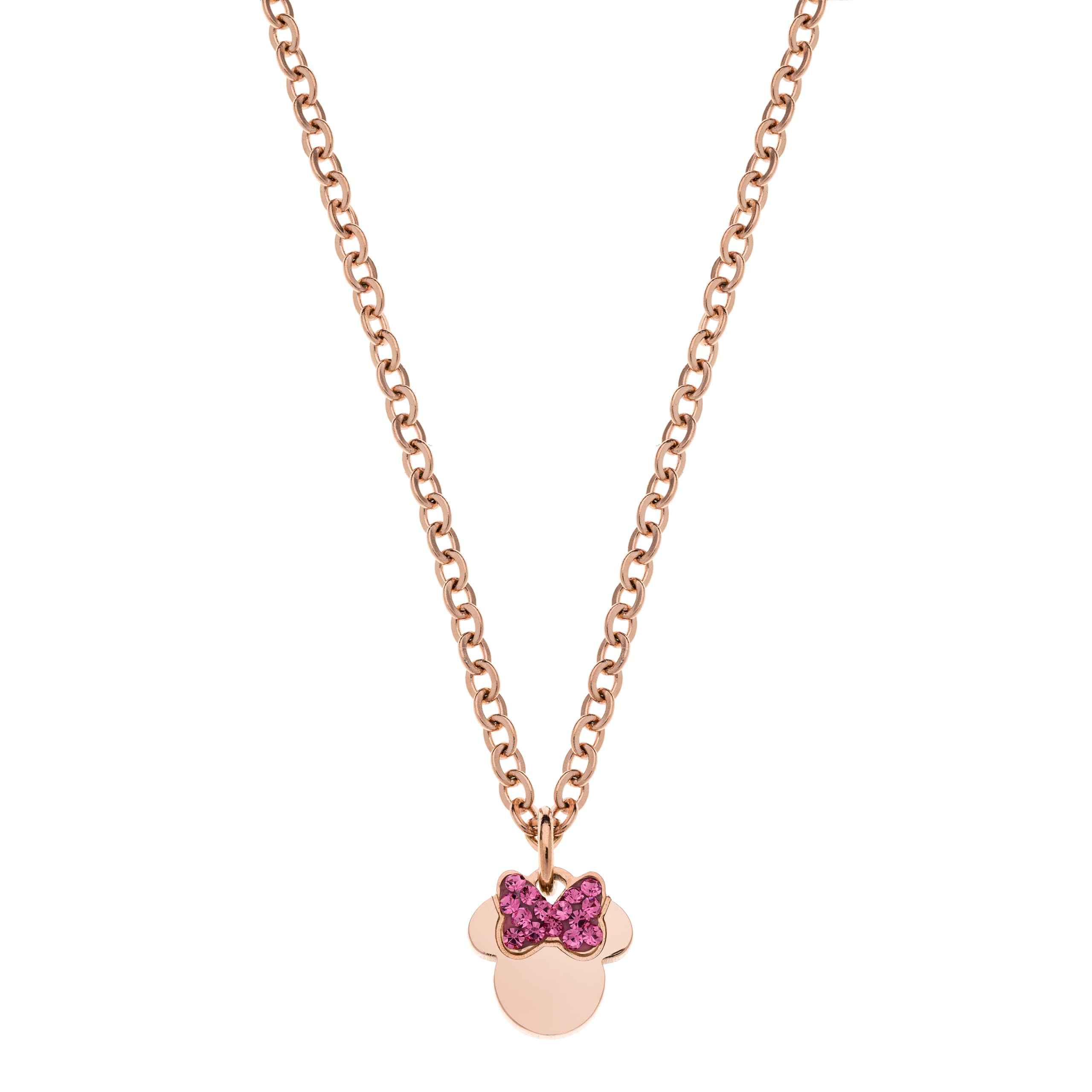 Disney Collar Minnie para niña de acero inoxidable y cristal de circonia, talla 35 + 5cm, para chicas