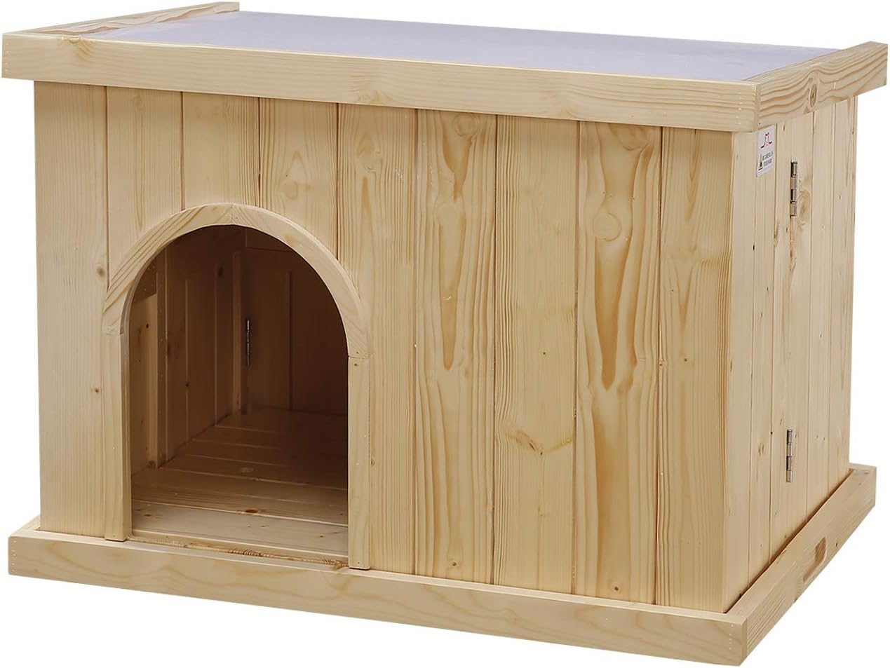 JSY Wood Dog House Kennel with Opening Roof & Bottom Removable for Indoor/Outdoor, Natural Pine and Only 4-Steps Assembled