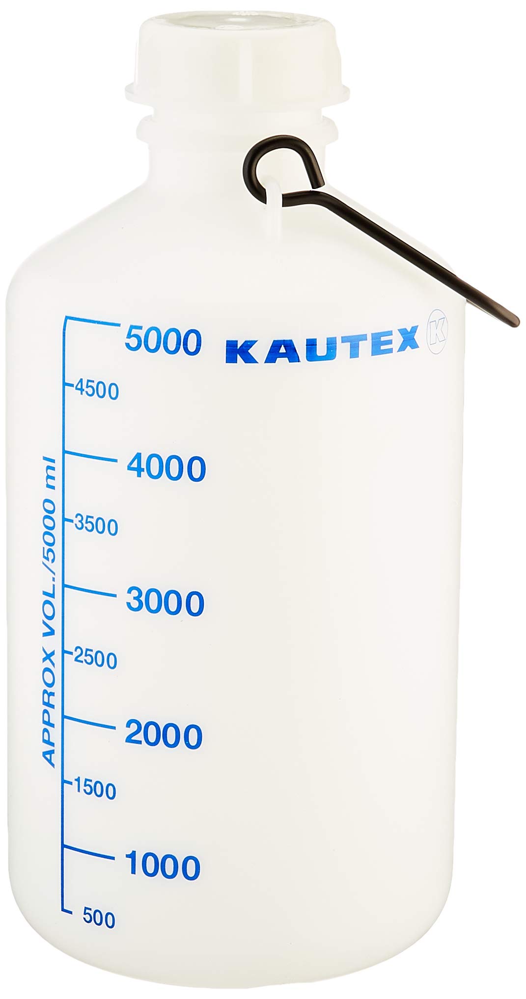 Kautex Serie 350 HDPE Ballon ohne Hahnanschluss/Verschluss und mit Blau Graduiert, Natur, 5L Kapazität, 330mm Höhe, 11 Stück