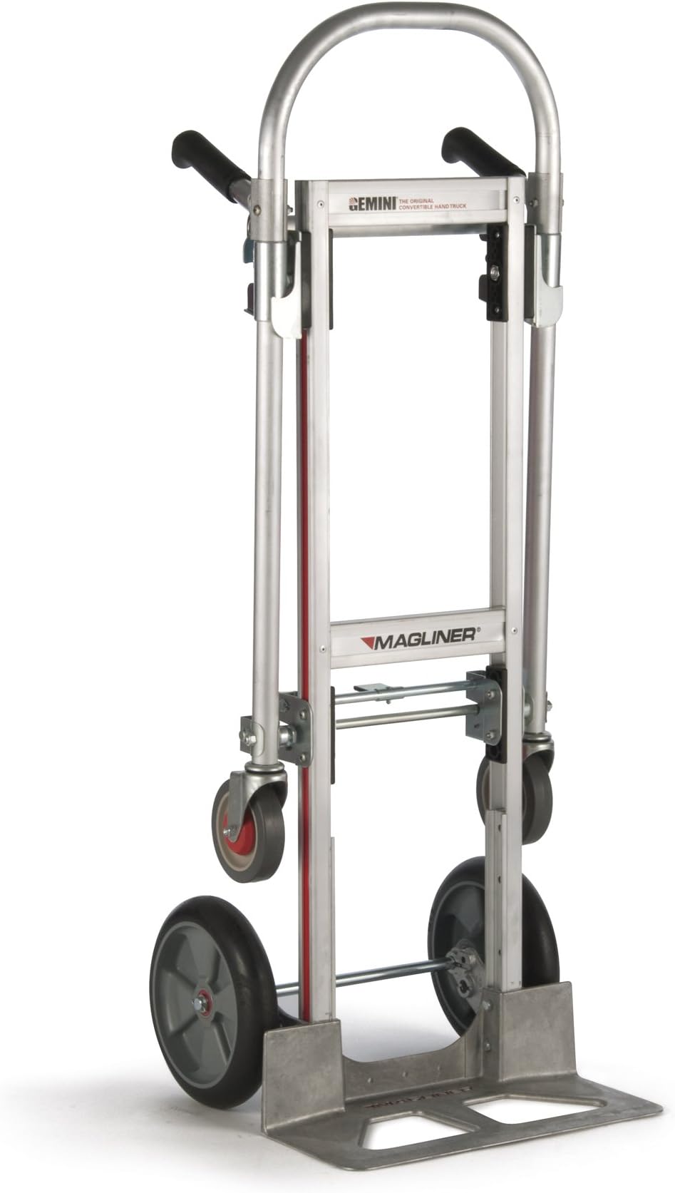 Magline GMK16UAB Aluminum Gemini Jr Convertible Hand Truck, U Loop Handle, Cushion Wheels, 500lbs Capacity, 51" Height, 47-1/2" Length x 21" Width