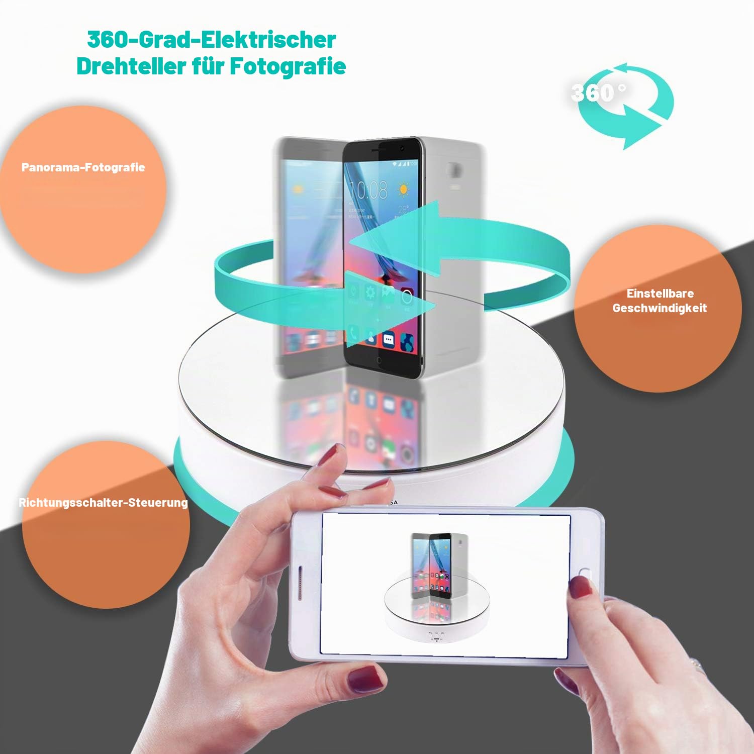 Leadleds Elektrisch Drehteller Display-Ständer, 7,7 Zoll 360° drehbarer Display-Ständer für Produkt-Display (weiß)