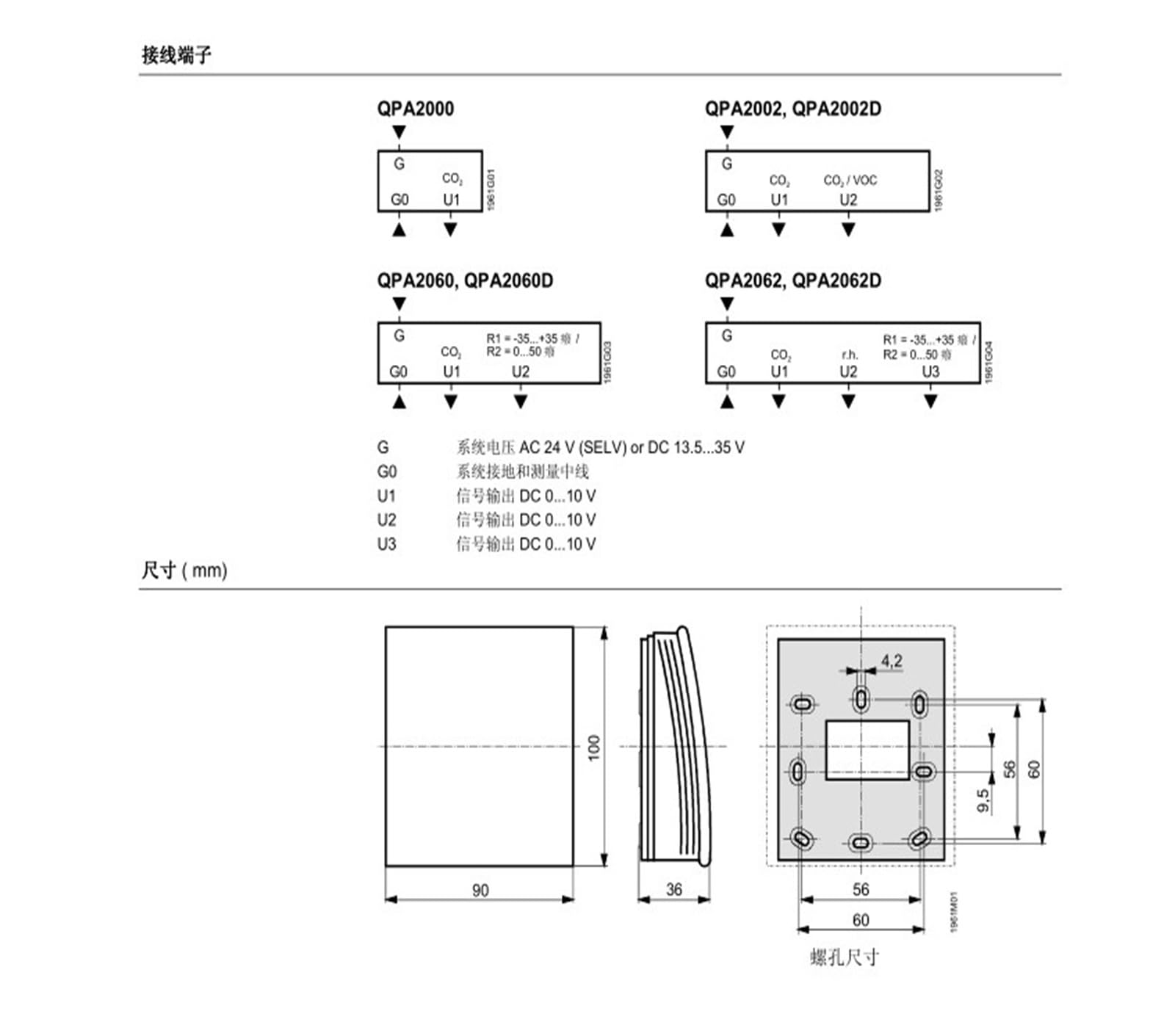 Kohlendioxid-CO2-Sensor for die Luftqualität, QPA1000, QPA1004, QPA1064, QPA2000, QPA2002(QPA2000)