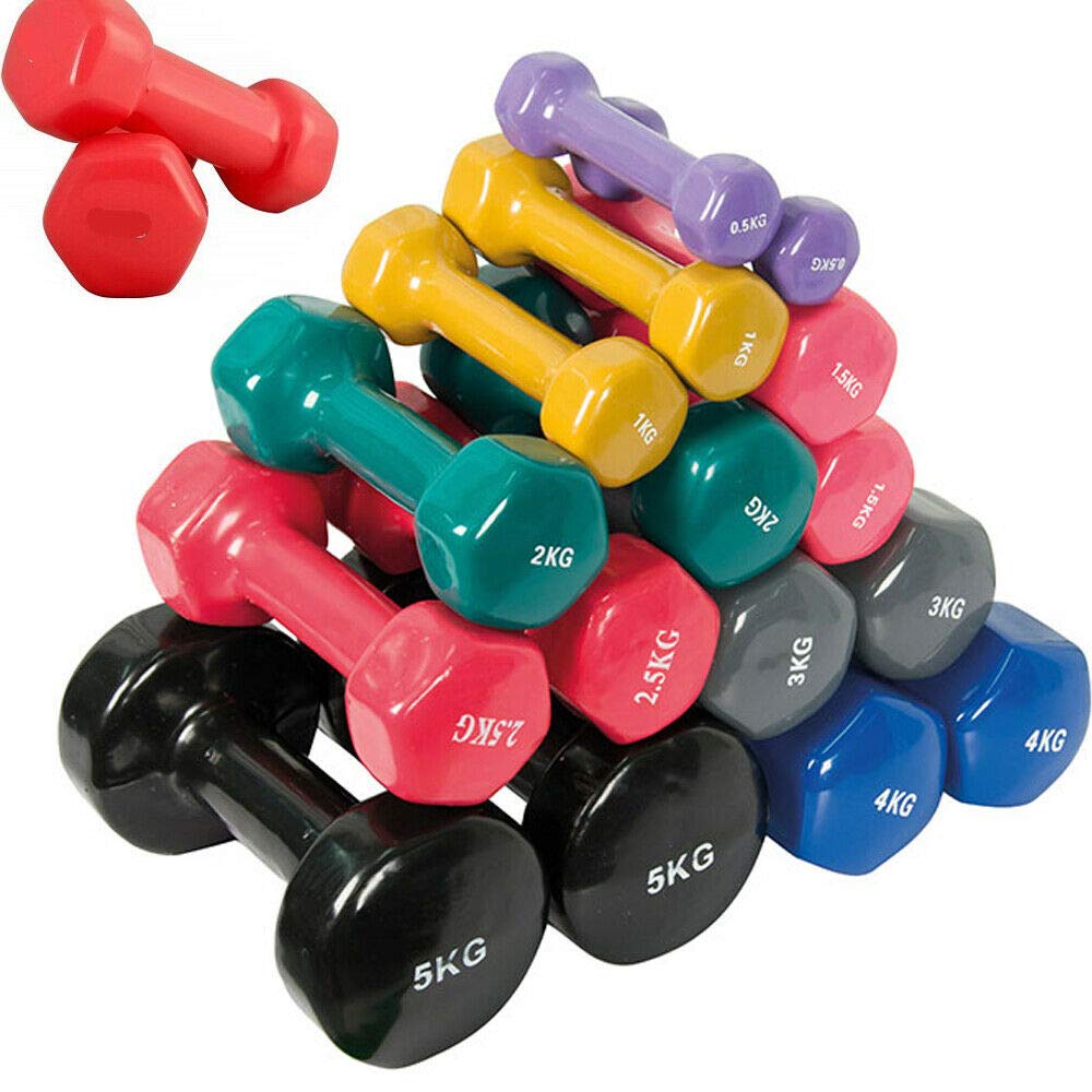 Manubri DOBO In Vinile, Coppia, Peso Da 1 Kg A 6 Kg, Esagonali, Colore Blu O Rosso (spedizione In Base Disponibilità)