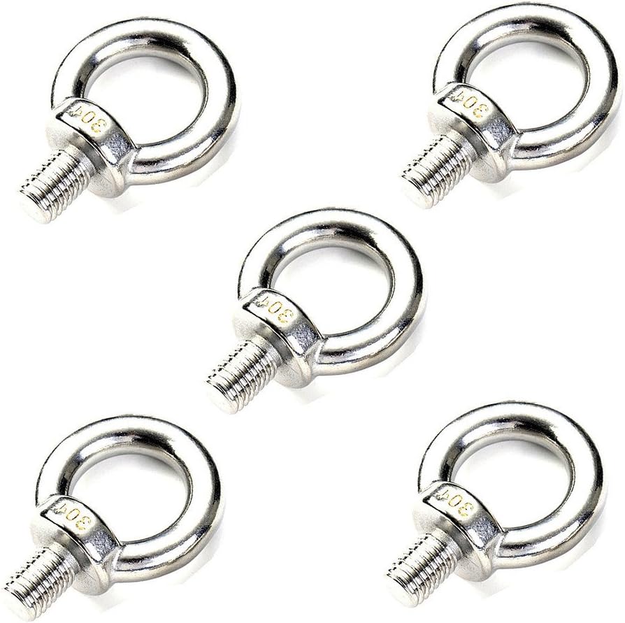 SamIdea(TM) 5-Pack M8 Stainless Steel Shoulder Lifting Eye Bolt Ring with Male Thread