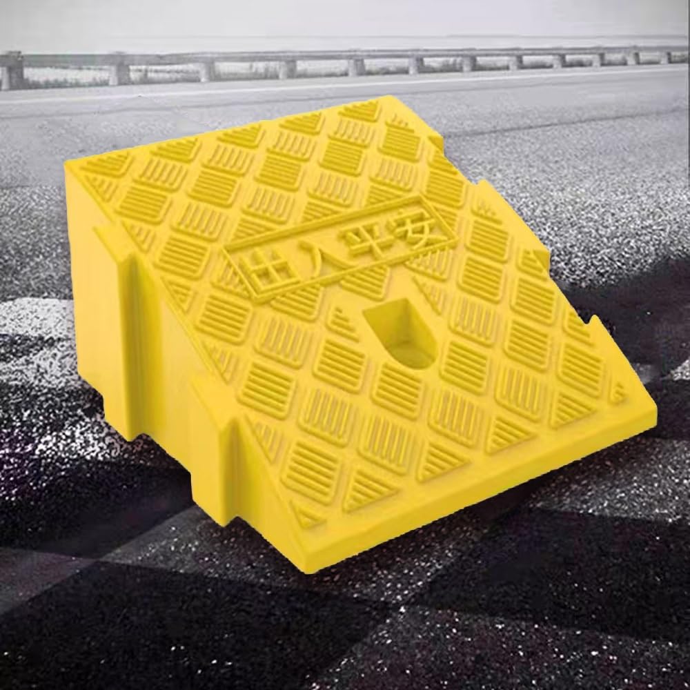 Rampa krawężnikowa, rampa podjazdowa, Gumowe rampy podjazdowe, montowane na rampie załadunkowej do bramy garażowej(Giallo,25x27x7 cm)
