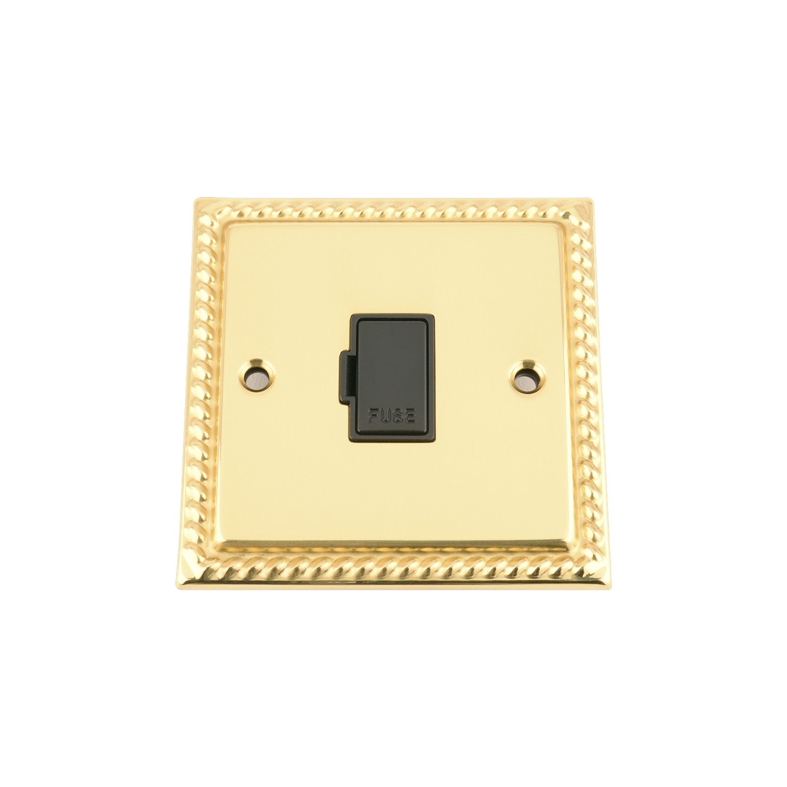 A5 Products Brass Unswitched Fused Spur 13 Amp - Polished Mirror Georgian - Black Insert