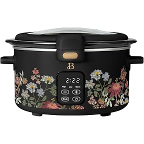 6-Quart Slow Cooker with 3 Heat Settings | Oval Slow Cooker with Removable Stoneware Pot & Glass Lid | Manual Dial Control | Serves 6-7 People | Programmable Crock Pot for Family Meals