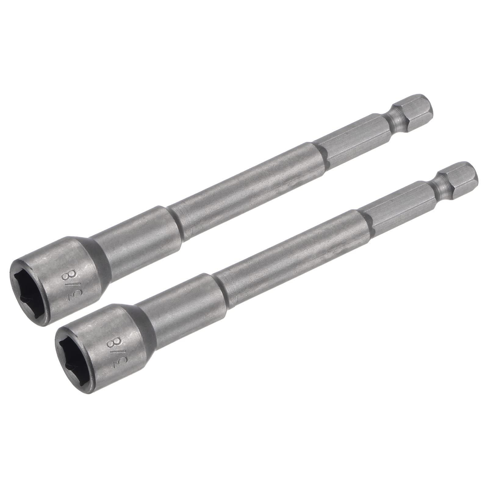 uxcell 1/4" Quick-Change Hex Shank 3/8" Nut Setter Driver Drill Bit, 4" Length, SAE No-magnetic 2 Pcs