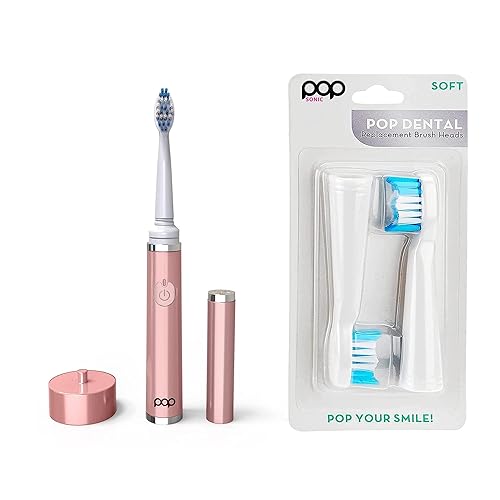 Pop Sonic The Ultimate Pro Cepillo de dientes (oro rosa) Paquete de 2 cabezales de repuesto  Cepillo de dientes recargable con hasta 40,000 trazos disponible en Yaxa Peru