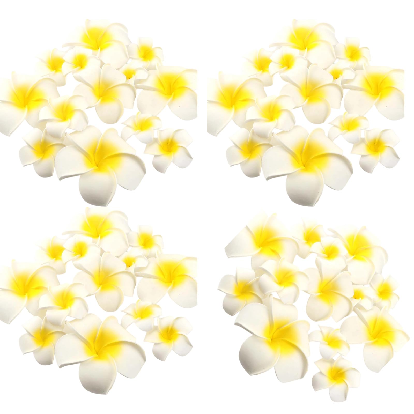 Whoasyst 50Pcs Artificial Plumerias Flowers with Clip for Hawaiian Beach Wedding Decorations Tropicals Party Supplies Artificial Plumerias Flowers Bulk