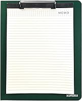 Vista 6 de Carpeta de 3 anillos con portapapapeles con carpetas de archivos de color, carpeta de anillo de piel sintética con portapapapeles (verde)