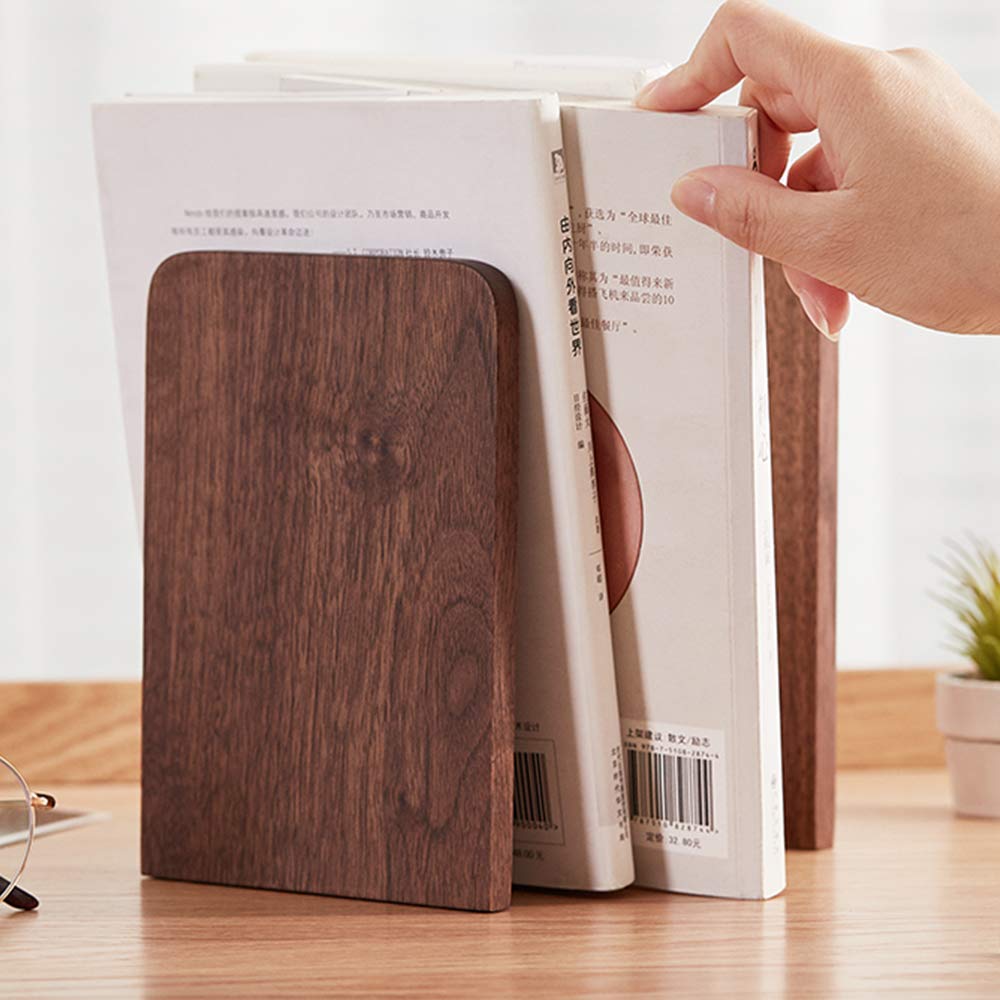 Blocco libro, cuneo libro, supporto per reggilibri in noce nero per scaffali, supporto per organizer per reggilibri antiscivolo 17x13 cm per casa, ufficio (quadrato)