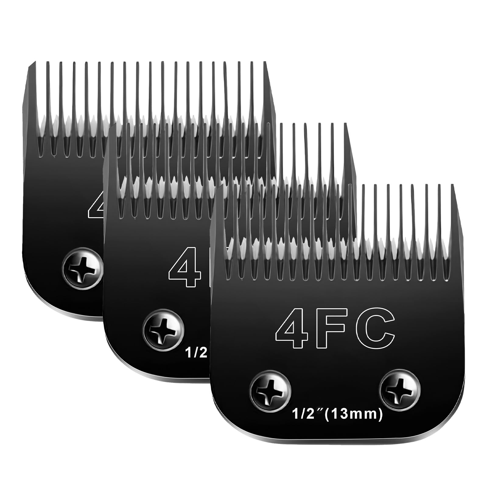 Ersatzklingen für Hundepflege, 3er Pack 40# (13mm) Scherklinge Kompatibel mit Andis, Oster A5, Wahl KM-10, Moser, Heiniger– Professionelle Edelstahl Haarschneider Klinge für Haustiere,Schwarz