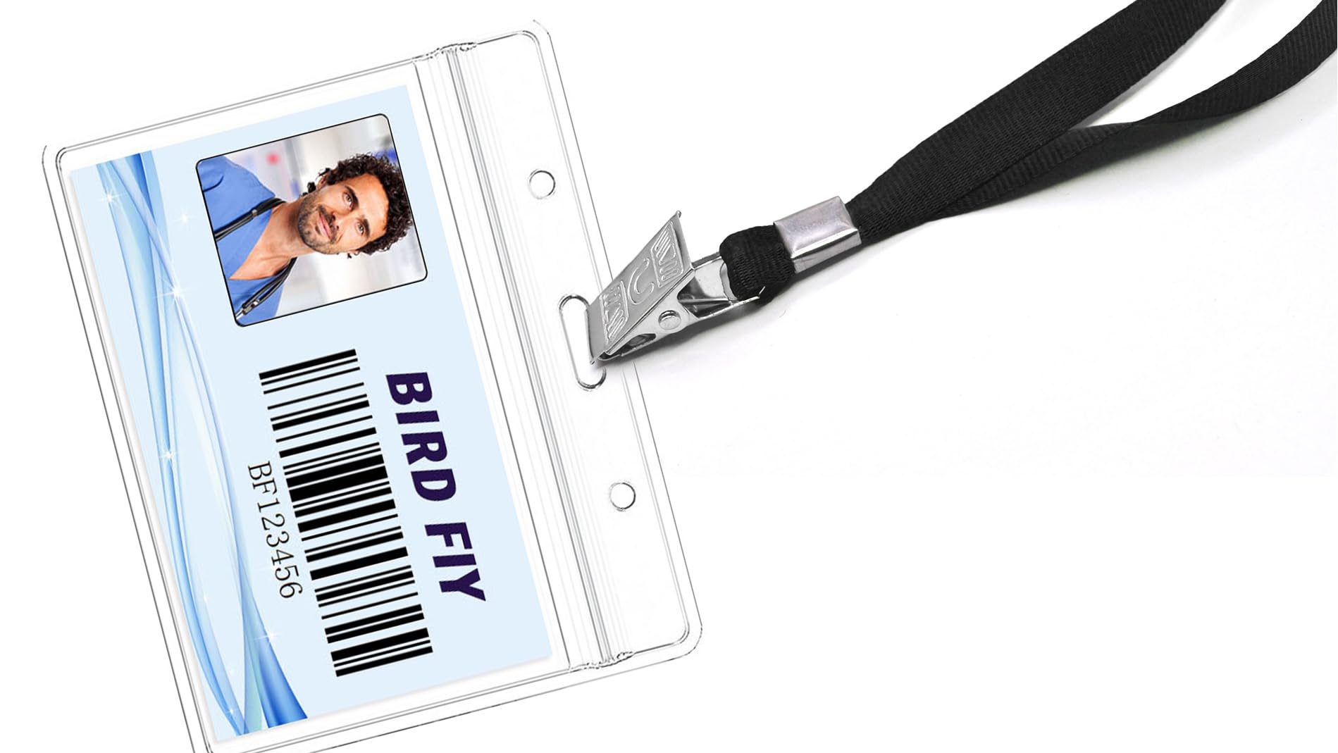 Lot de 100 porte-badges (horizontaux, 10,2 x 7,6 cm), en plastique transparent de qualité supérieure